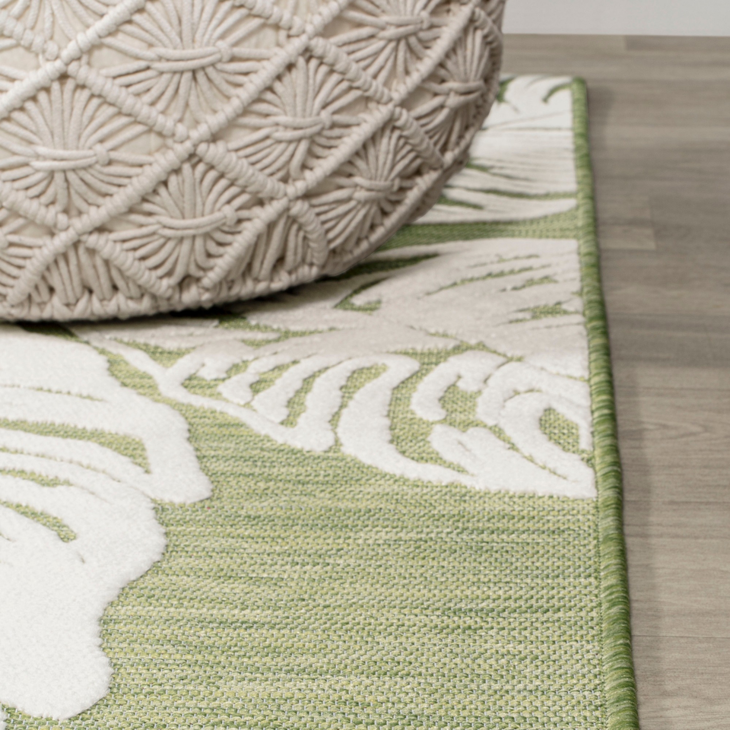 Tobago High-Low Two Tone Monstera Leaf Area Rug