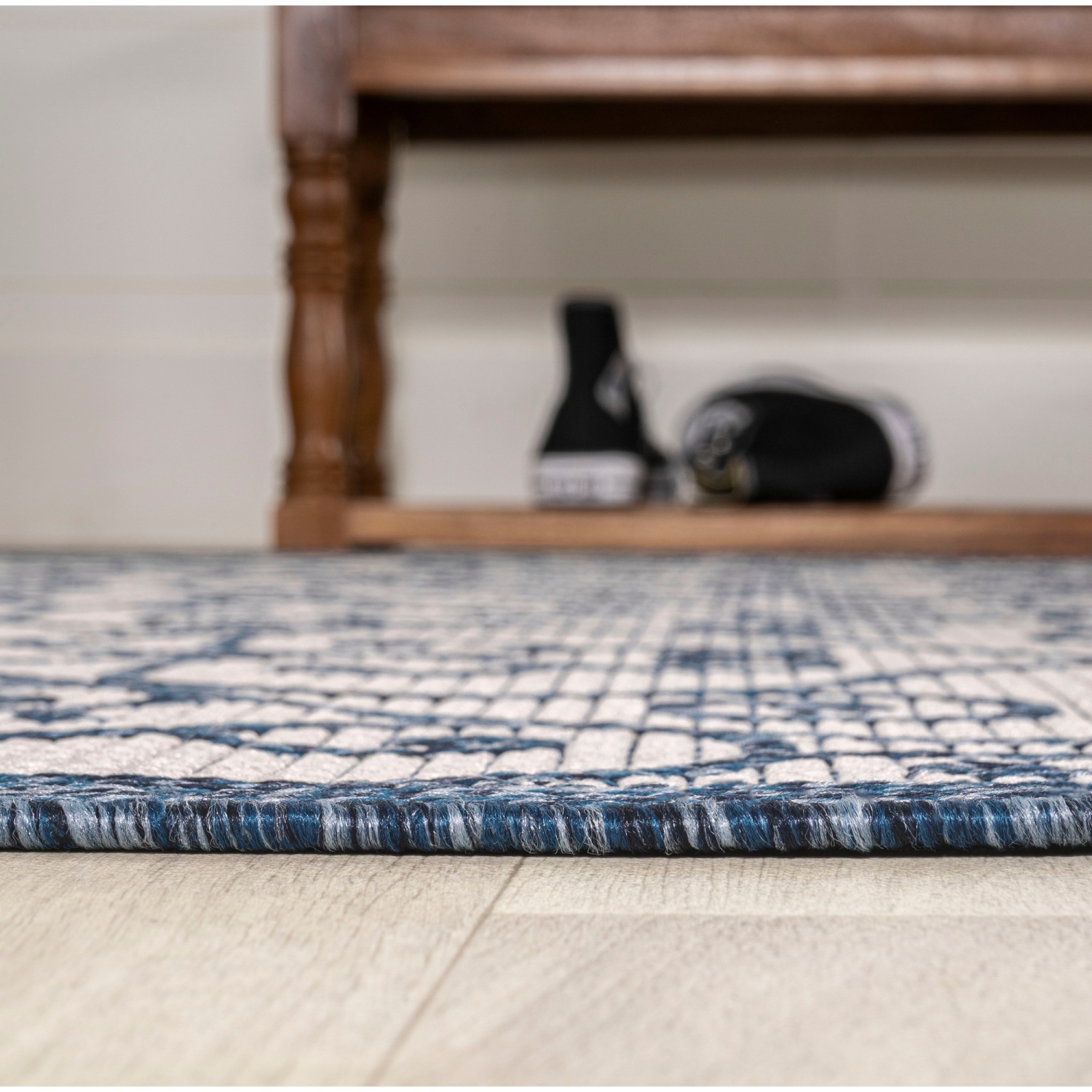 Madrid Vintage Filigree Textured Weave Indoor/Outdoor Runner Rug