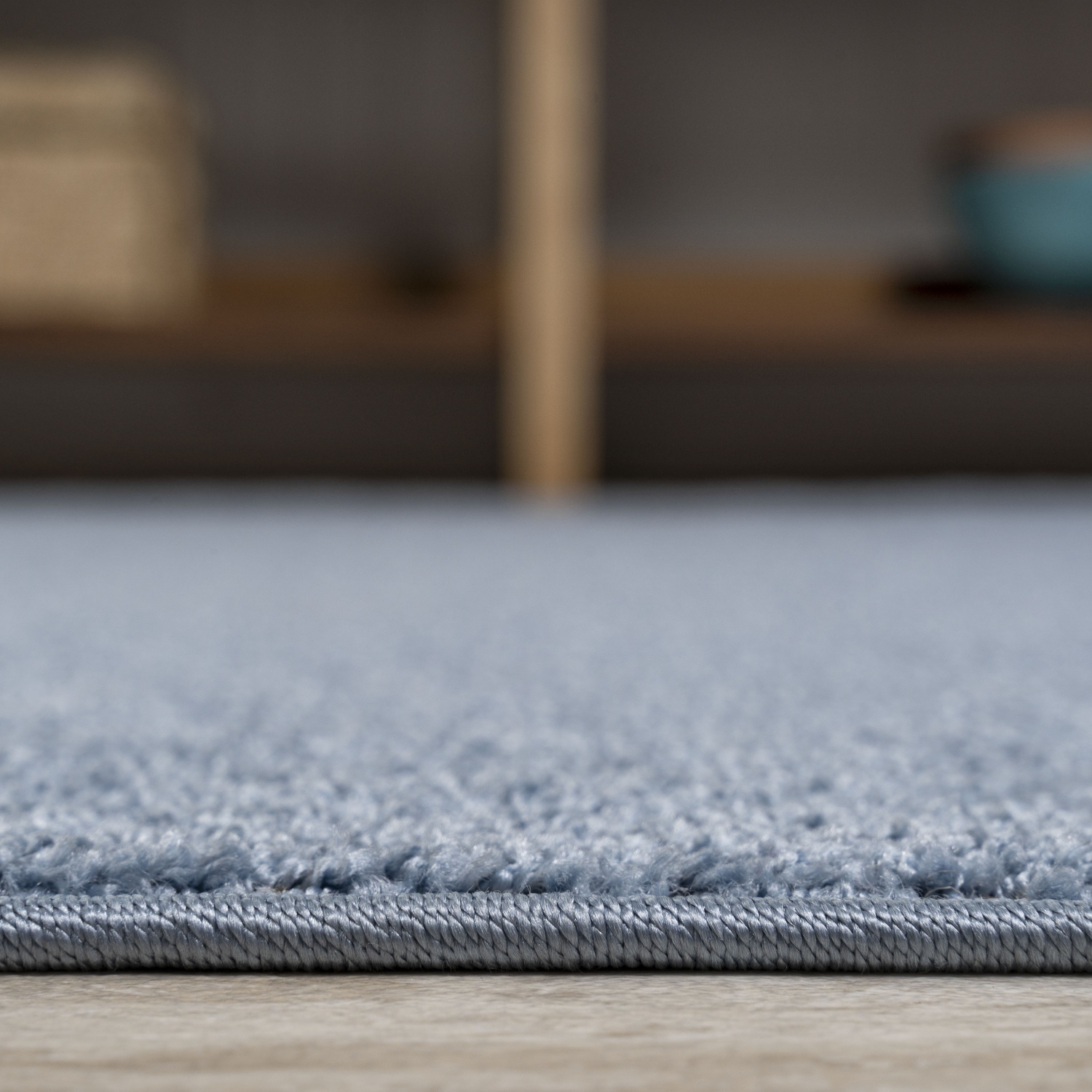 Haze Solid Low Pile Area Rug Classic Blue