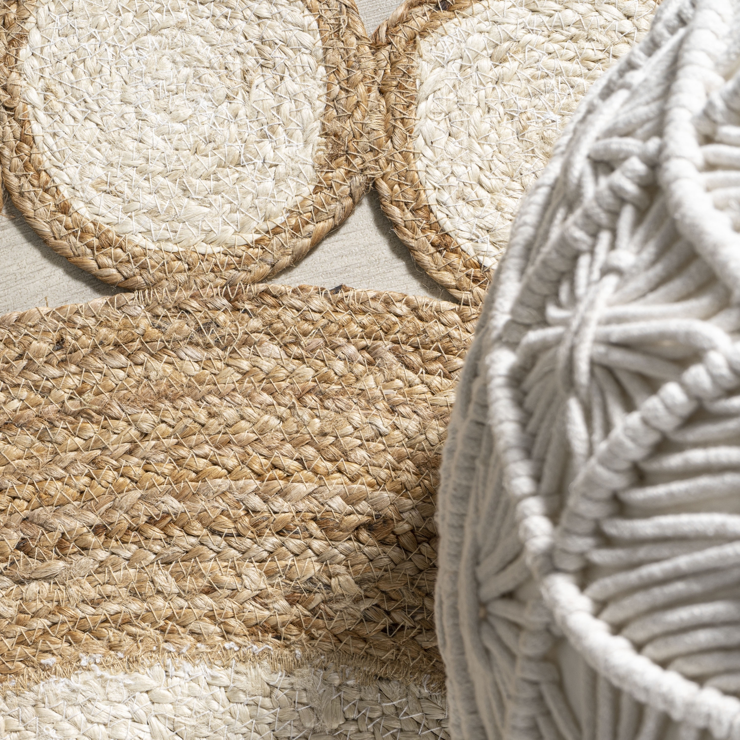 Skye Two Tone Jute Circle Border Area Rug