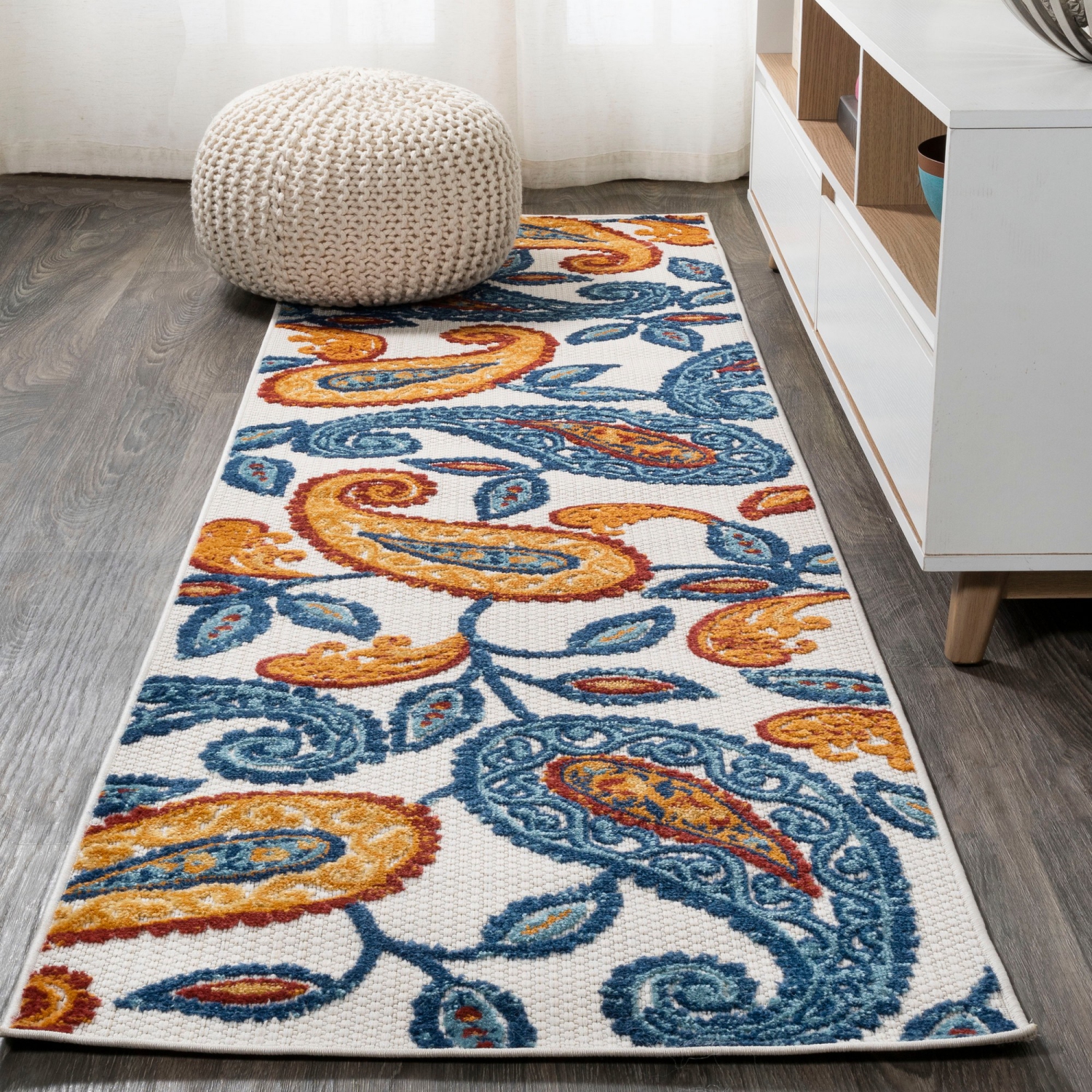 Tapis haut/bas à motif cachemire Julien pour l'intérieur et l'extérieur