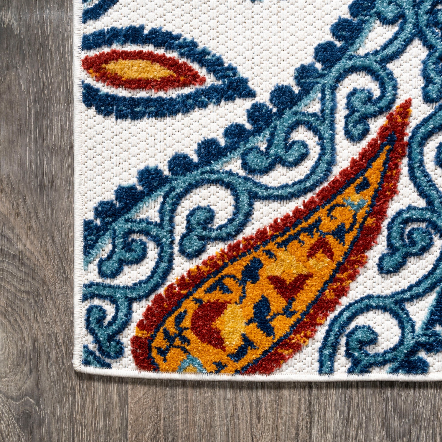 Tapis haut/bas à motif cachemire Julien pour l'intérieur et l'extérieur