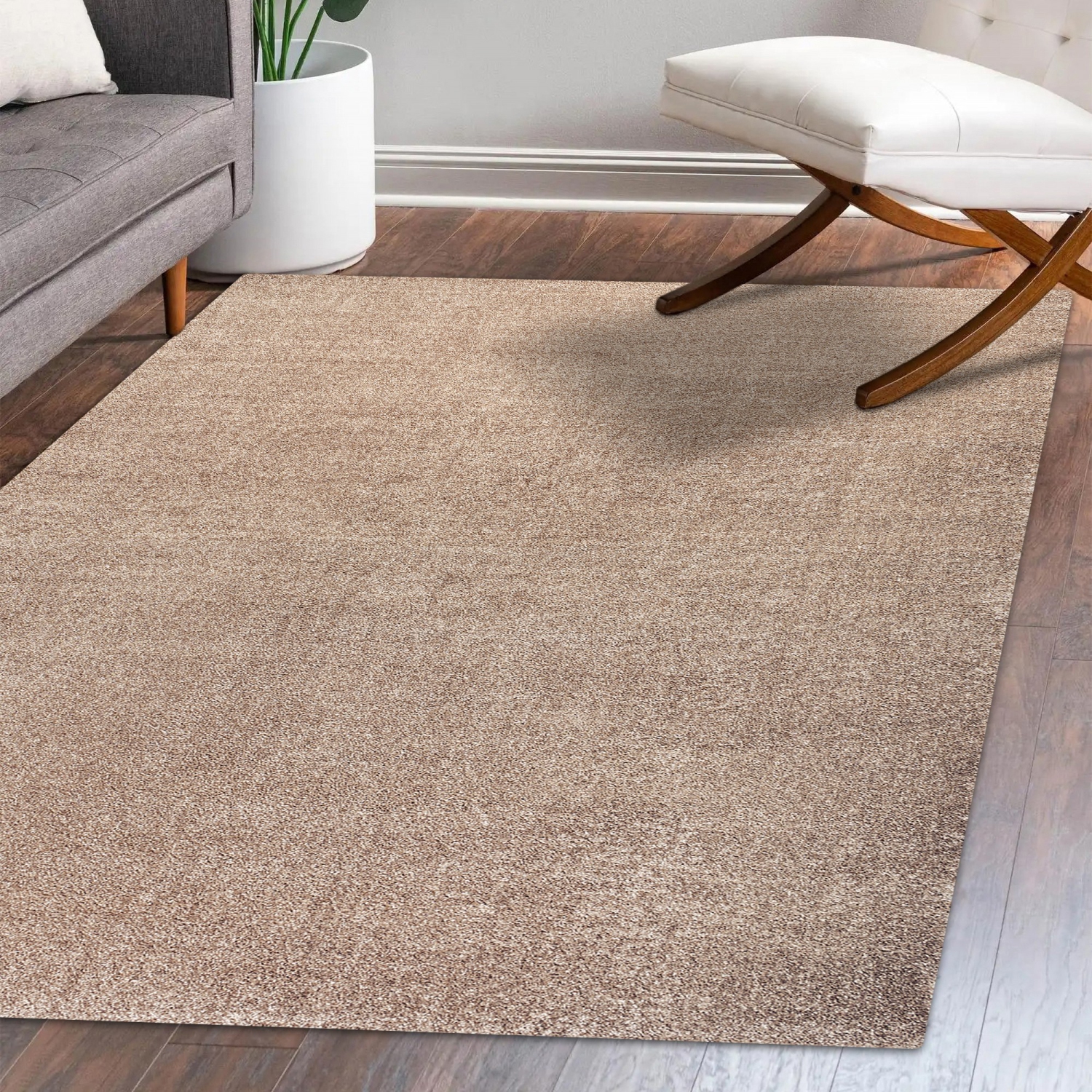 Haze Solid Low Pile Area Rug Beige