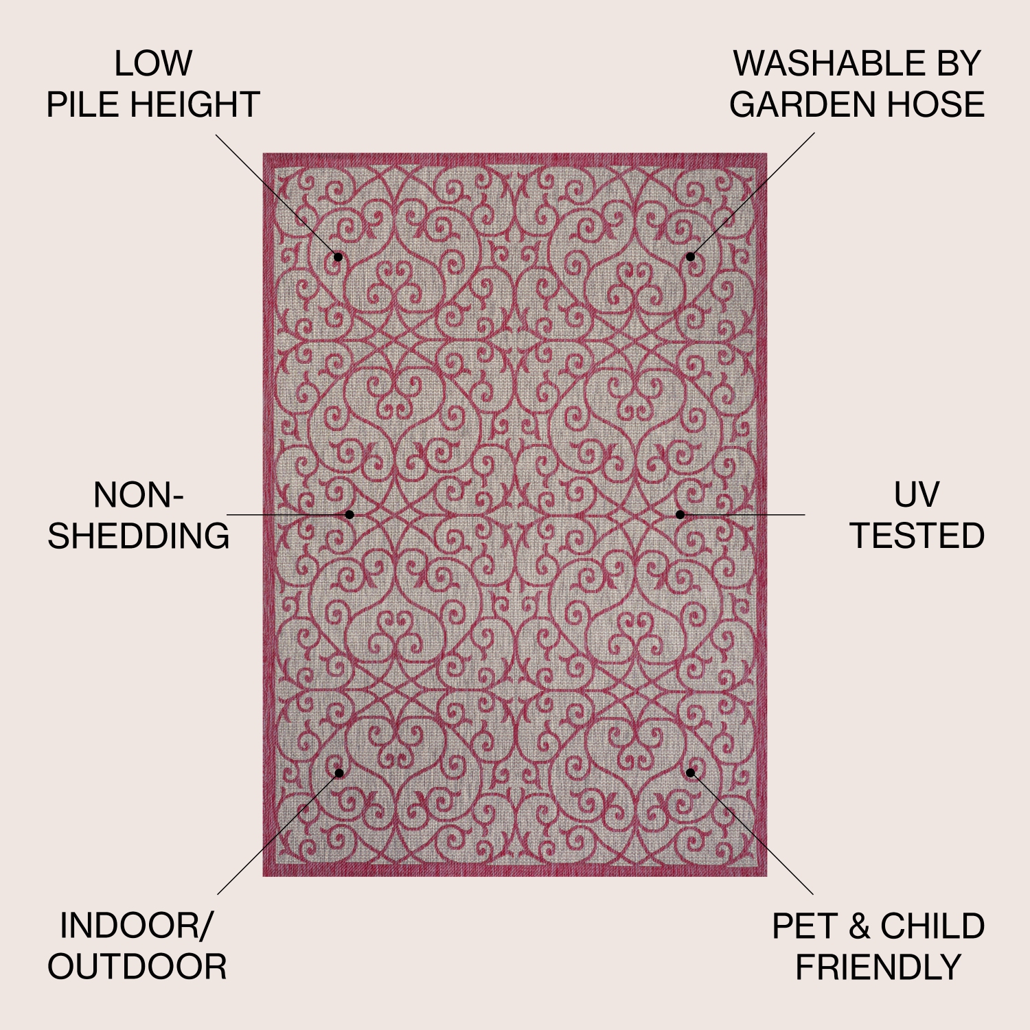 Madrid Vintage Filigree Textured Weave Indoor/Outdoor Area Rug