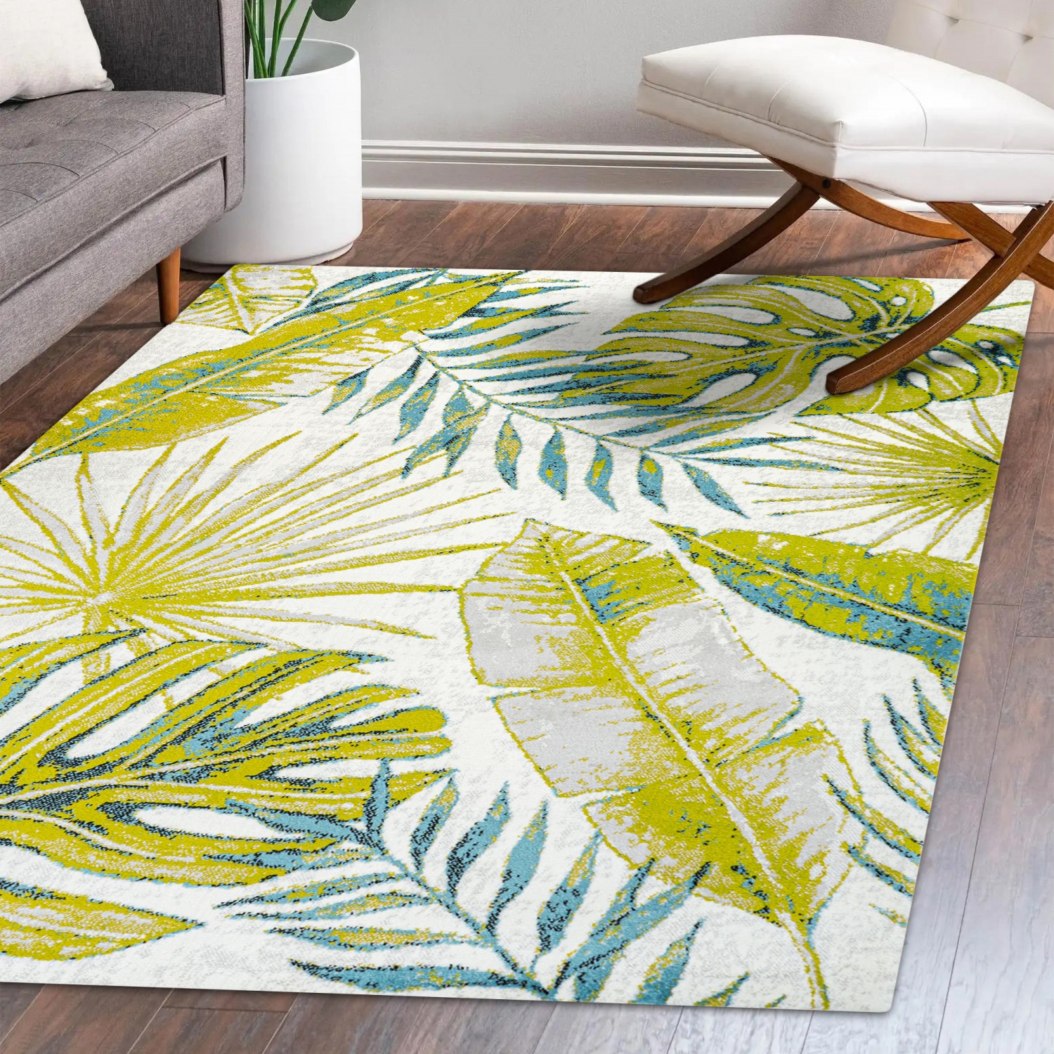 Tapis d'appoint feuilles tropicales Monstera