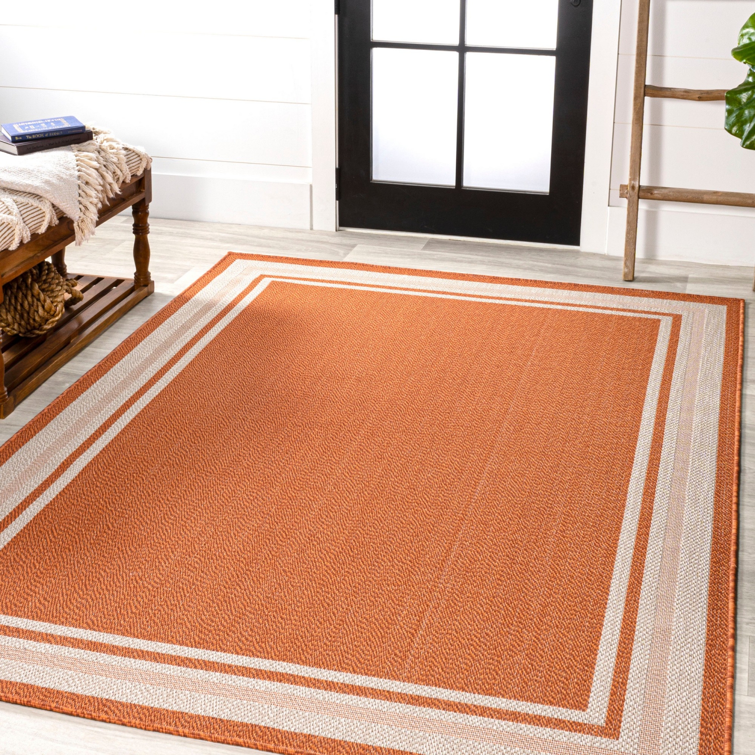 James Modern Border Stripe Indoor/Outdoor Area Rug