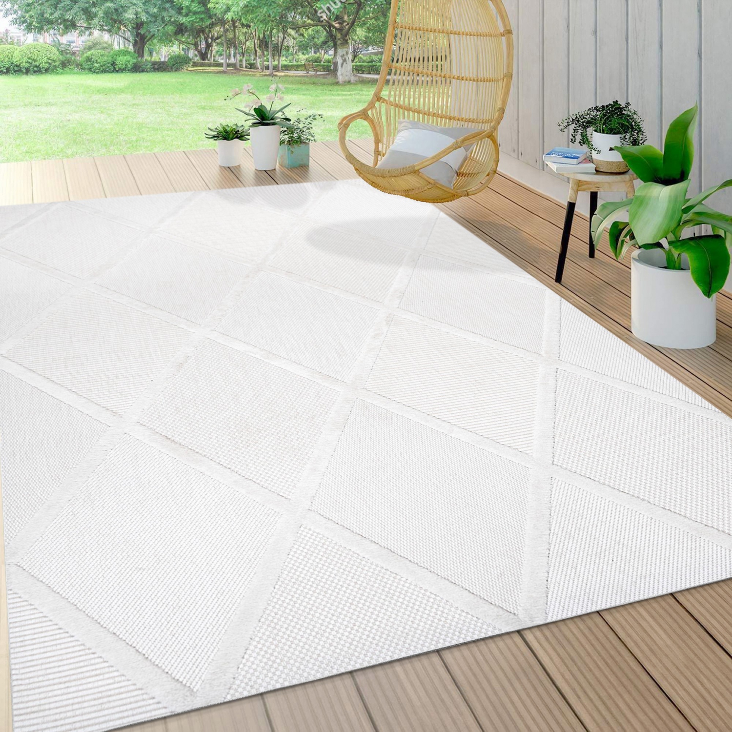 Tapis d'intérieur/d'extérieur en treillis à motif de losanges Salines