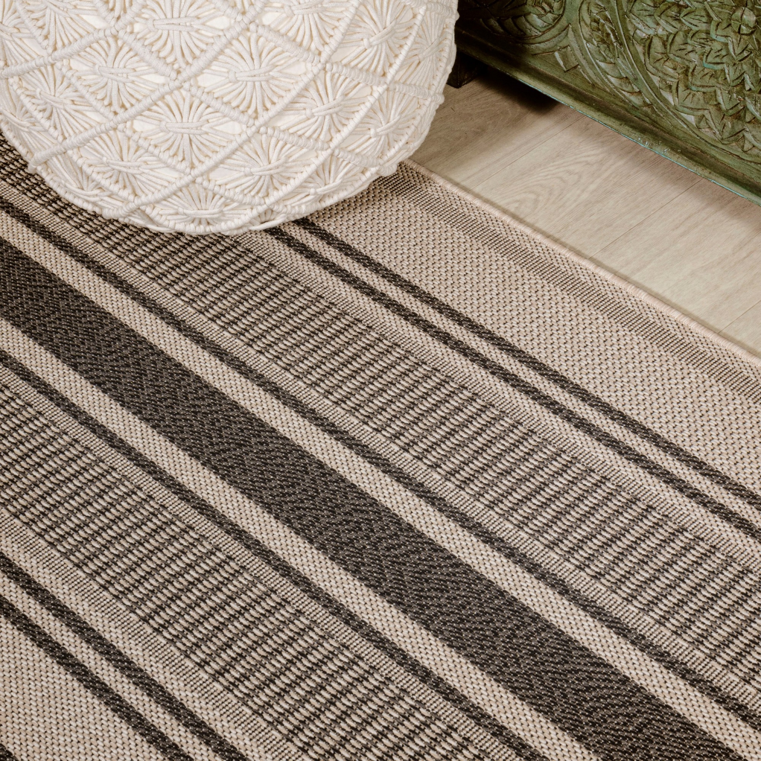 Haynes Modern Double Stripe Indoor/Outdoor Area Rug