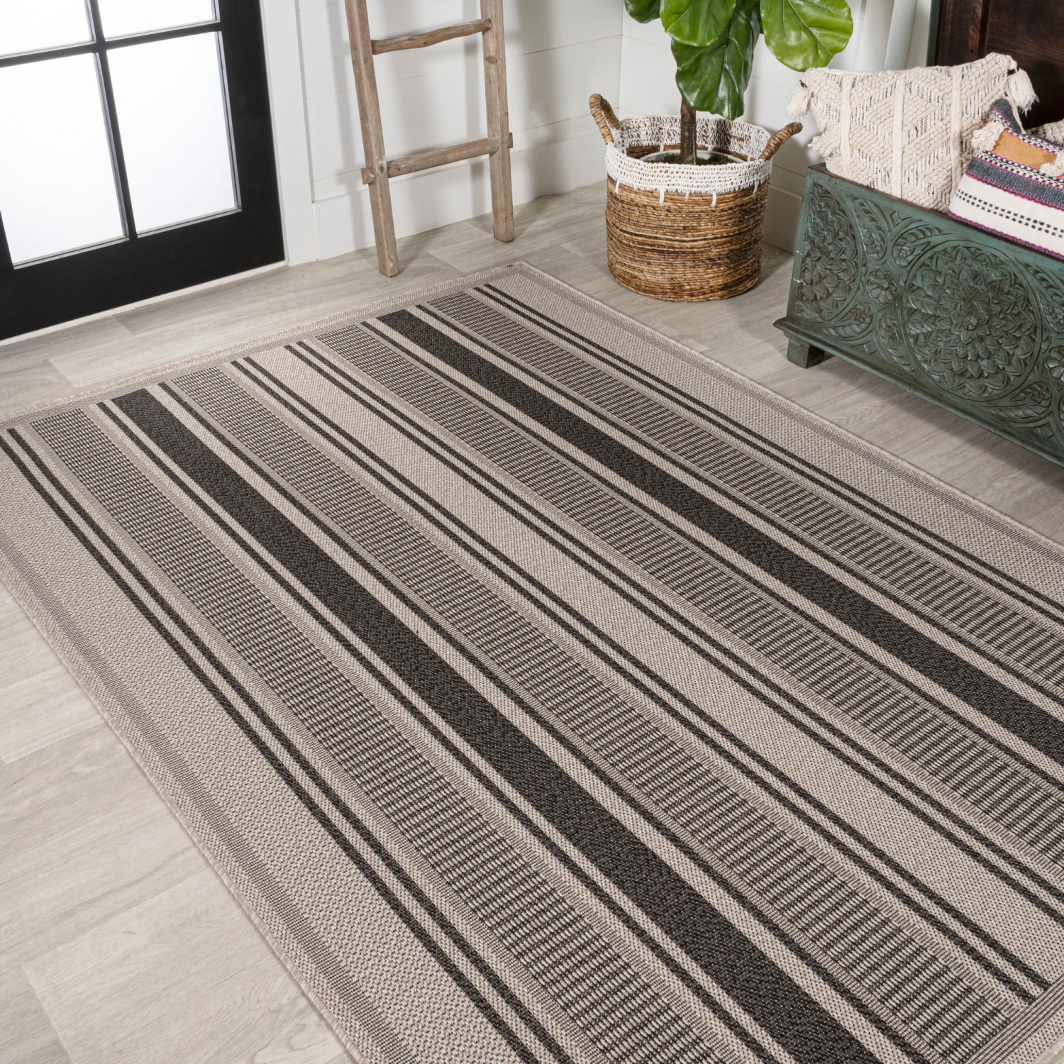 Tapis moderne à double rayure intérieur/extérieur Haynes