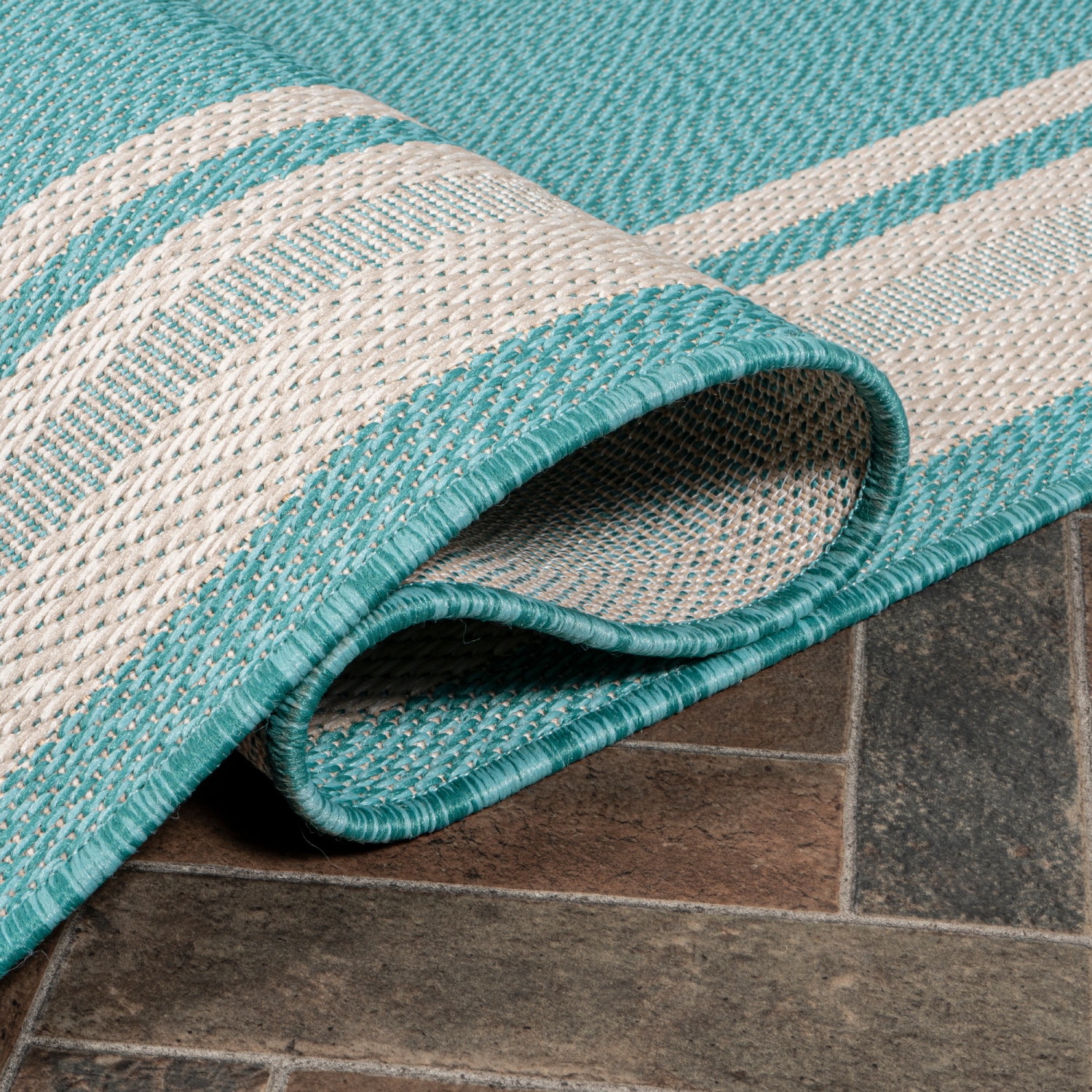 James Modern Border Stripe Indoor/Outdoor Area Rug