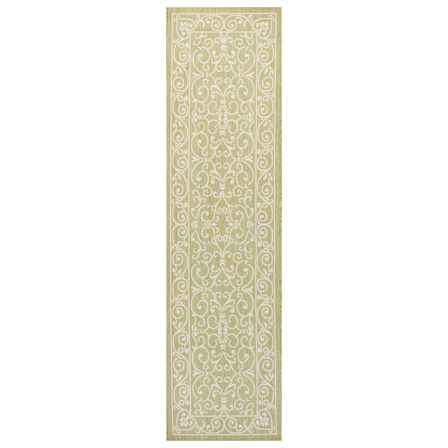 Tapis de corridor intérieur/extérieur à motif de filigrane style rétro Charleston