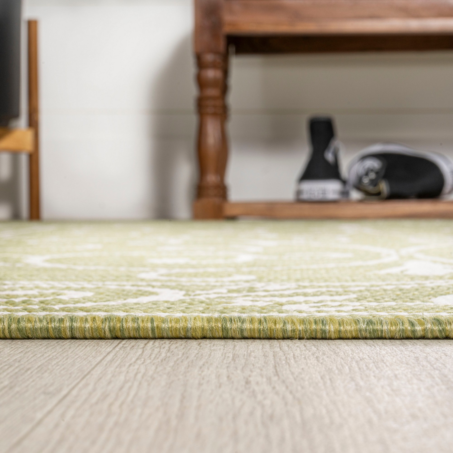 Tapis de corridor intérieur/extérieur à motif de filigrane style rétro Charleston