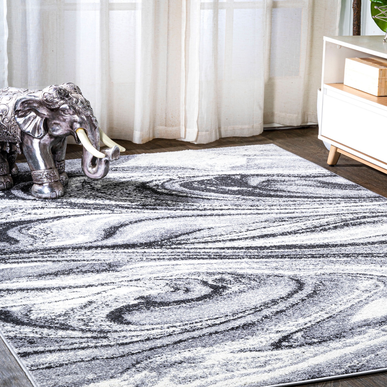 Viscon Abstract Marble Contemporary Area Rug