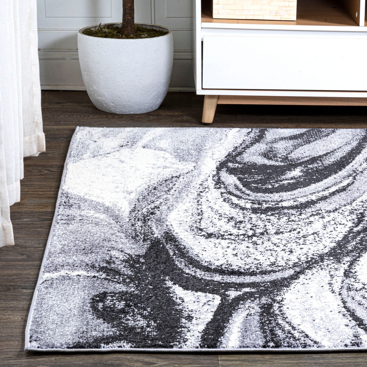 Viscon Abstract Marble Contemporary Area Rug