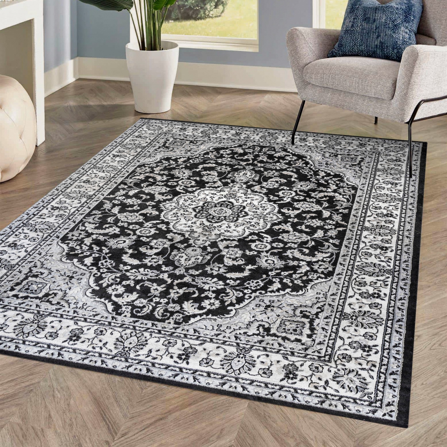 Palmette Modern Persian Floral Area Rug
