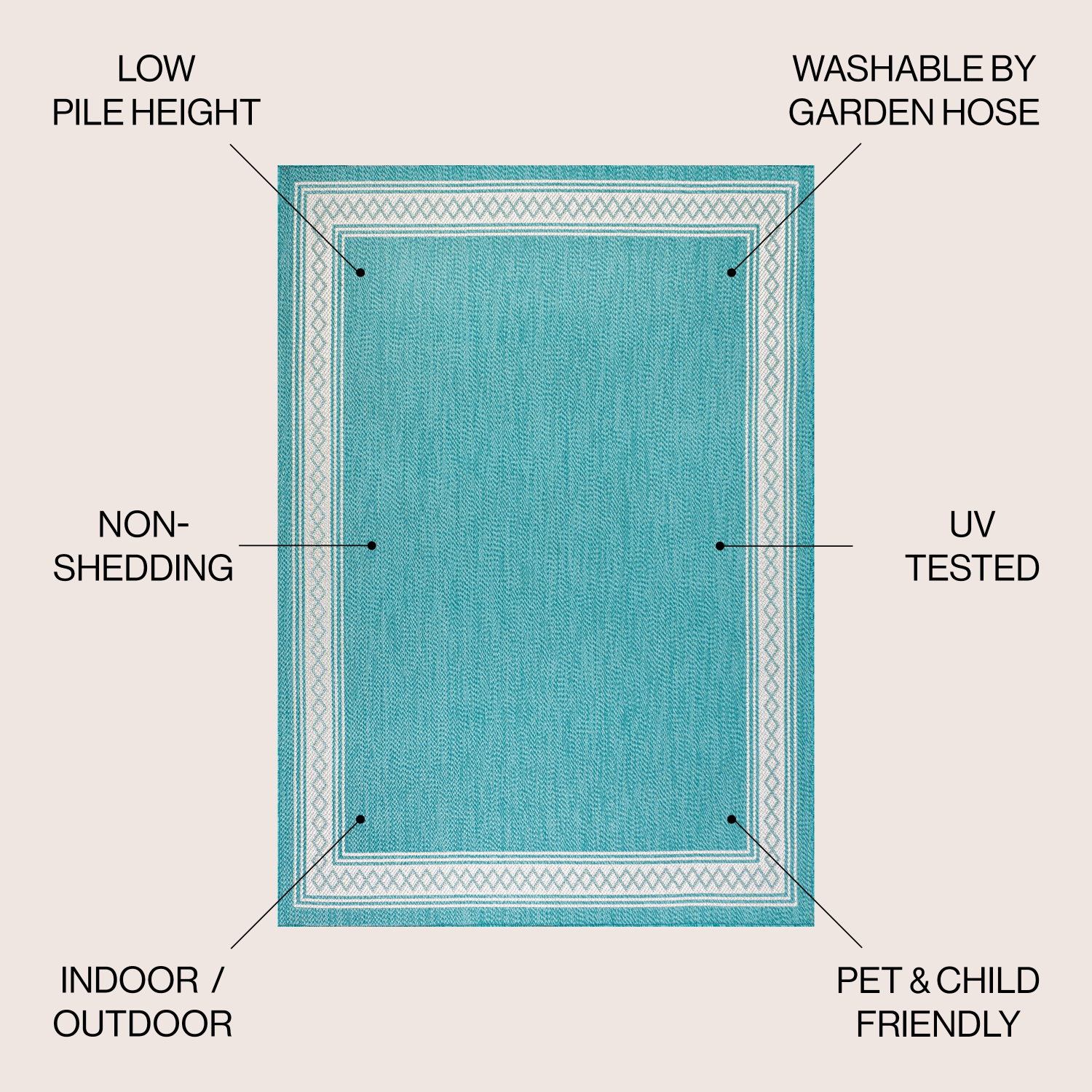 Tapis d'intérieur/d'extérieur à bordure diamant classique Lucia