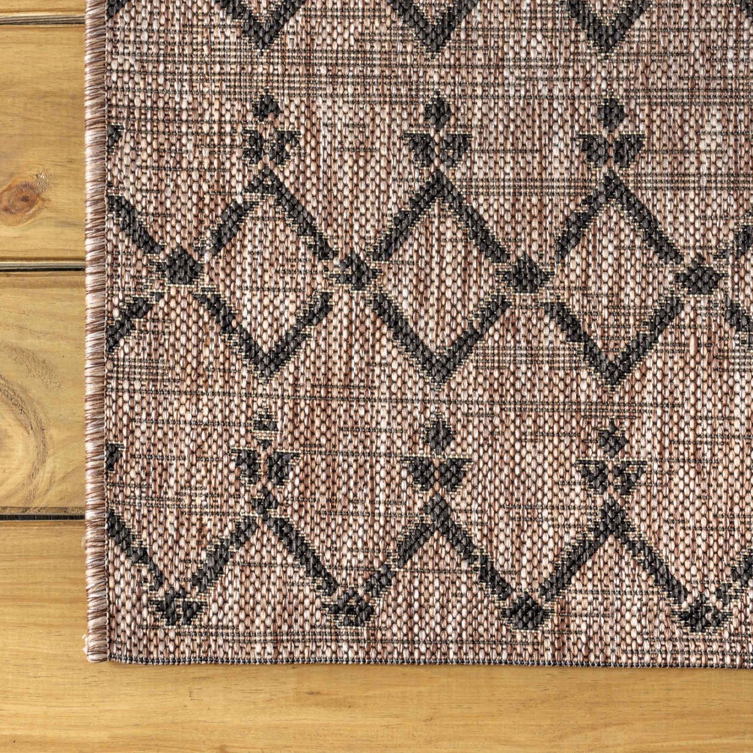 Ourika Moroccan Geometric Textured Weave Indoor/Outdoor Runner Rug