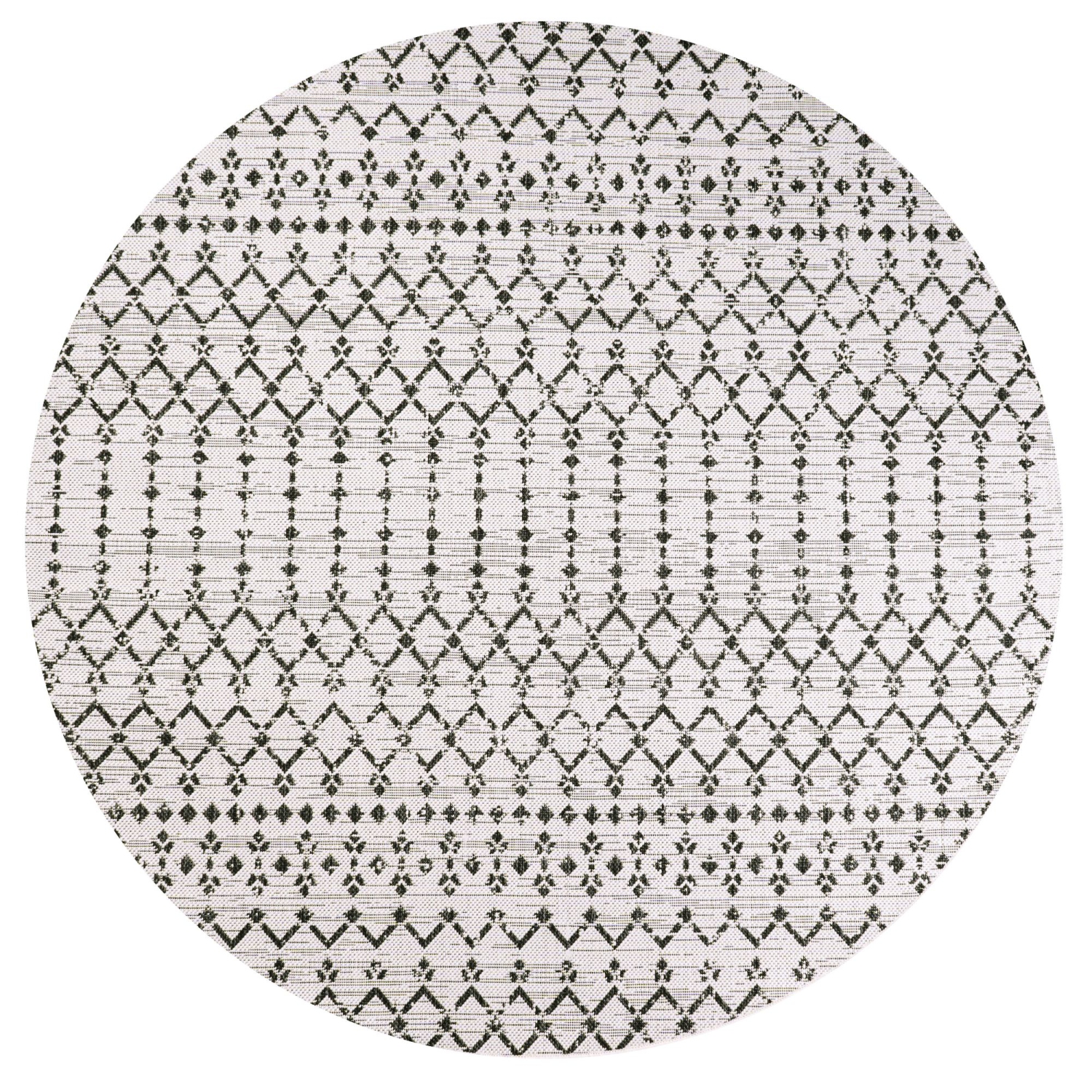 Ourika Moroccan Geometric Textured Weave Indoor/Outdoor Round Rug