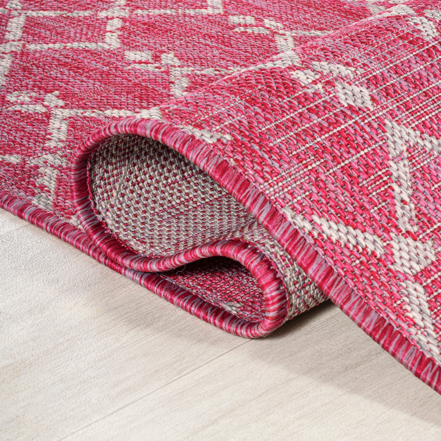 Ourika Moroccan Geometric Textured Weave Indoor/Outdoor Runner Rug