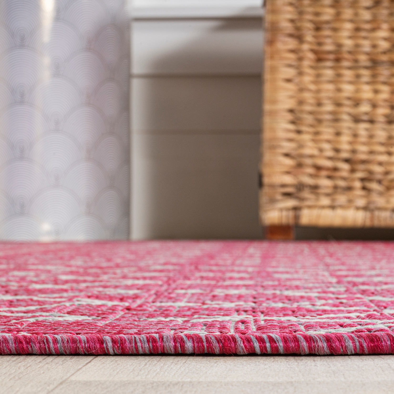 Ourika Moroccan Geometric Textured Weave Indoor/Outdoor Runner Rug