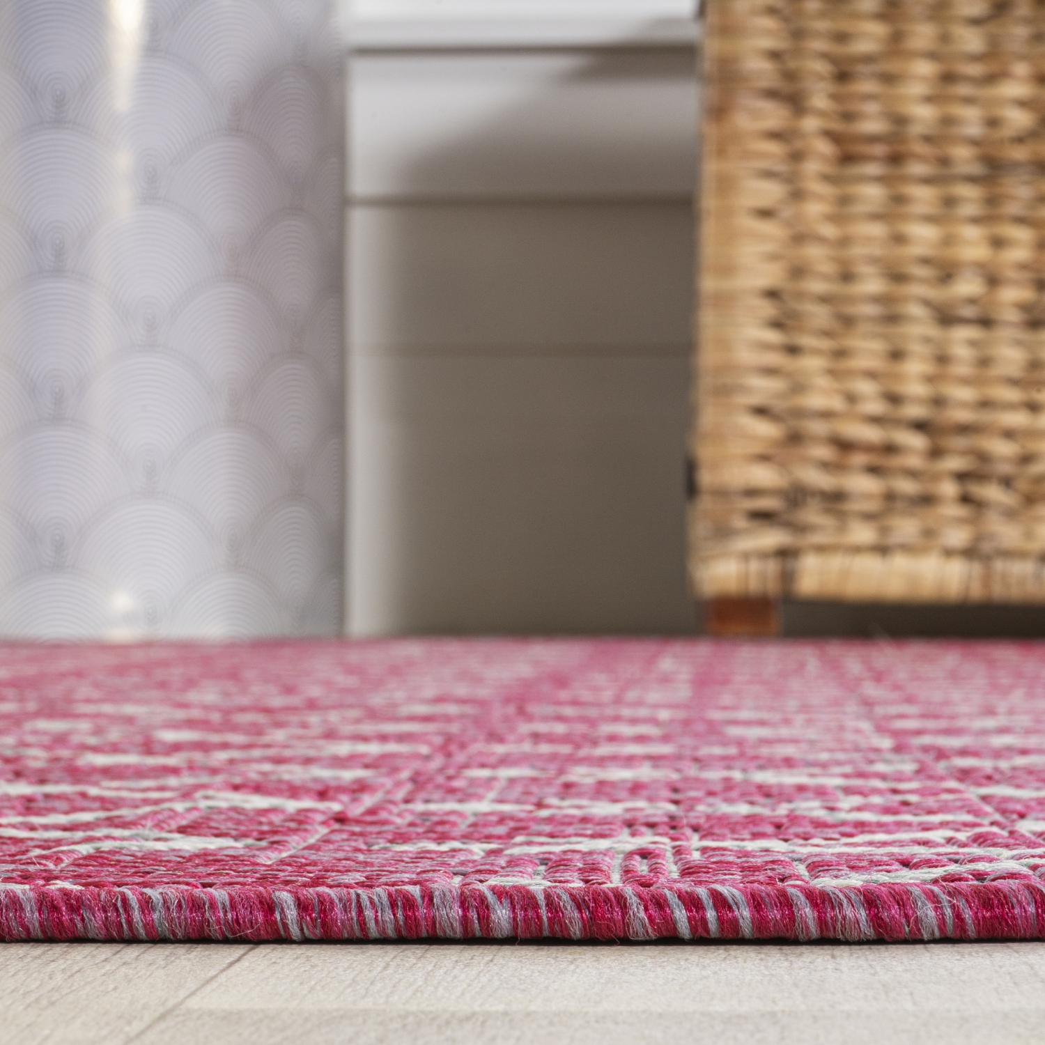 Ourika Moroccan Geometric Textured Weave Indoor/Outdoor Runner Rug