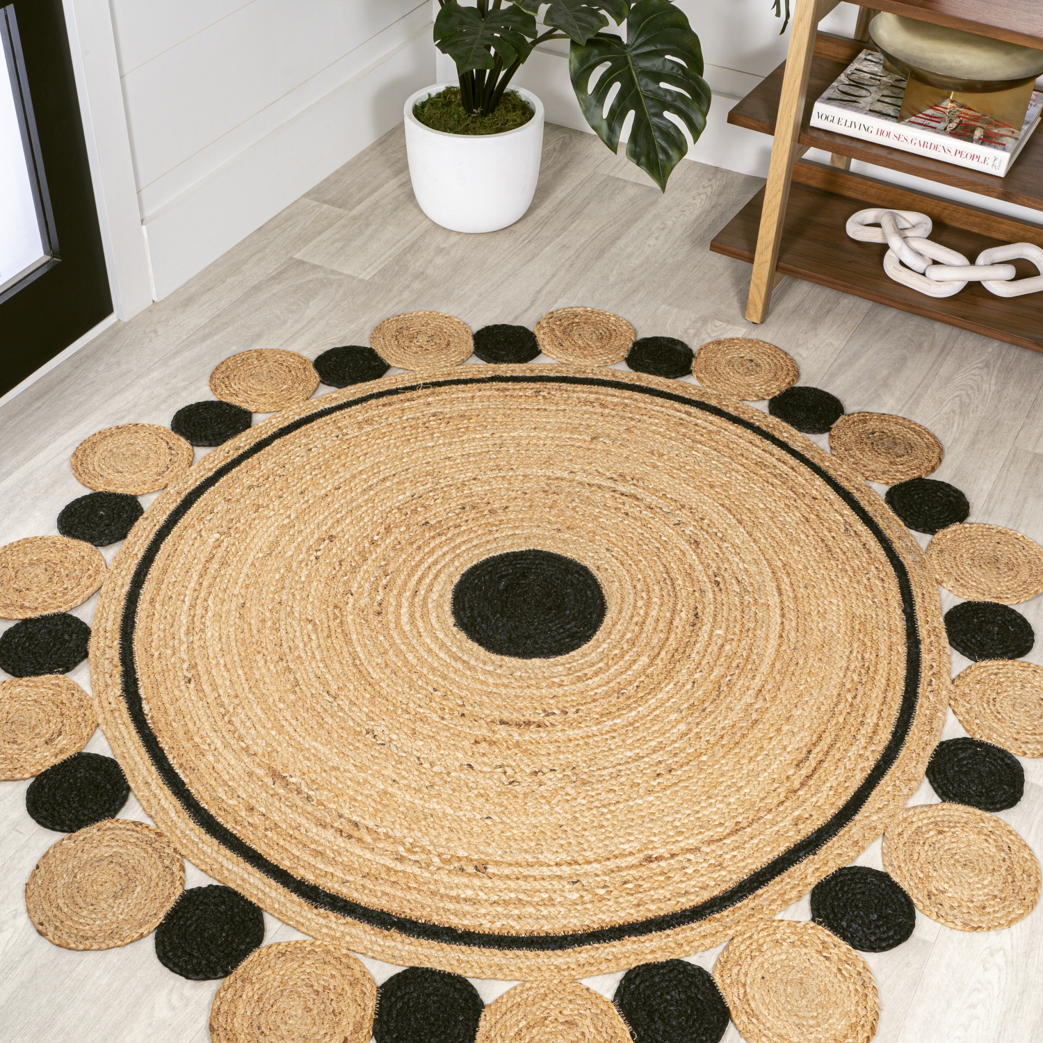 Aurora Two Tone Jute Hippy Circle Medallion Area Rug