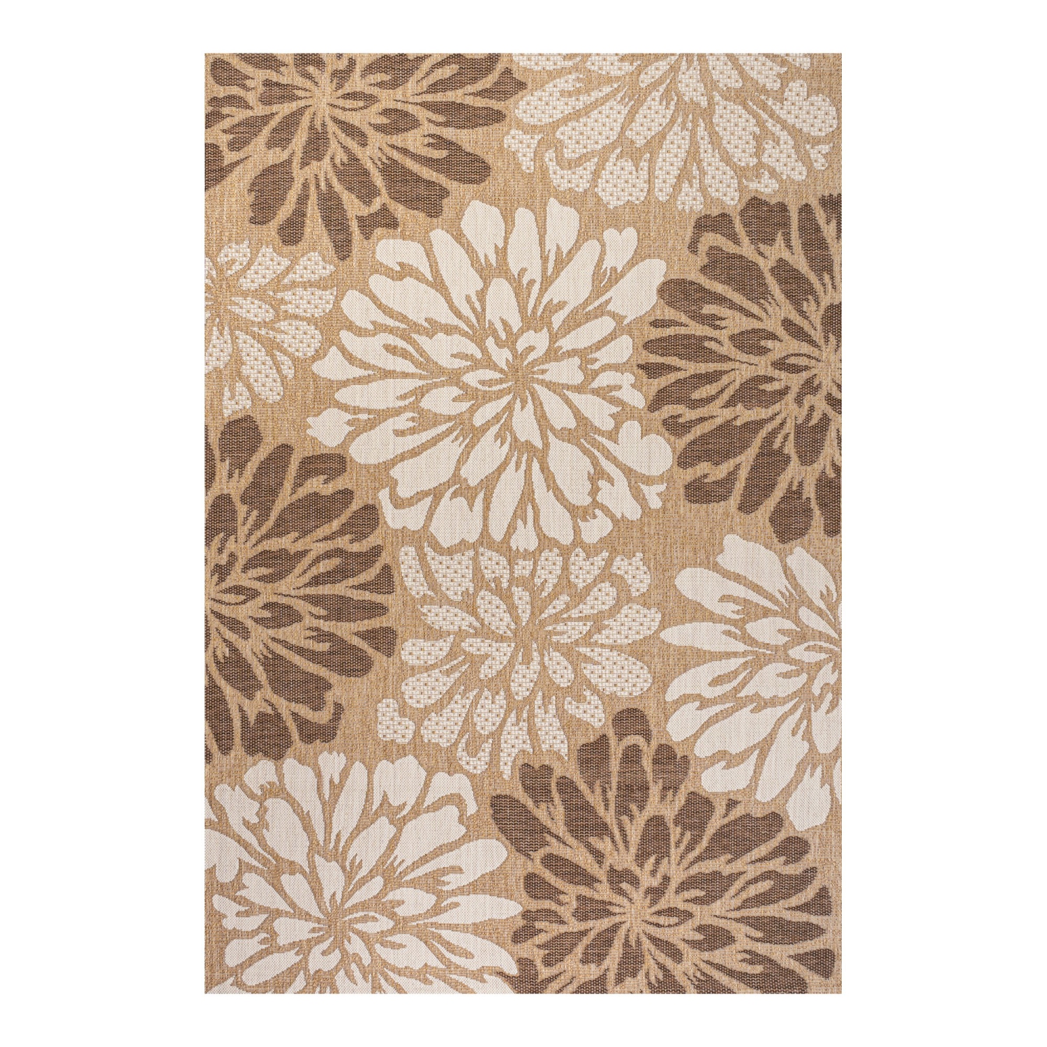 Zinnia Modern Floral Textured Weave Indoor/Outdoor Area Rug
