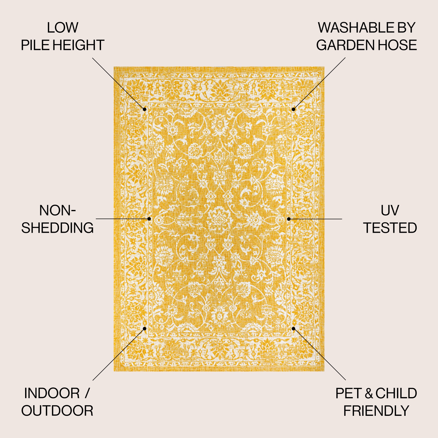 Tapis intérieur/extérieur en tissu tressé texturé style bohémien de Tela