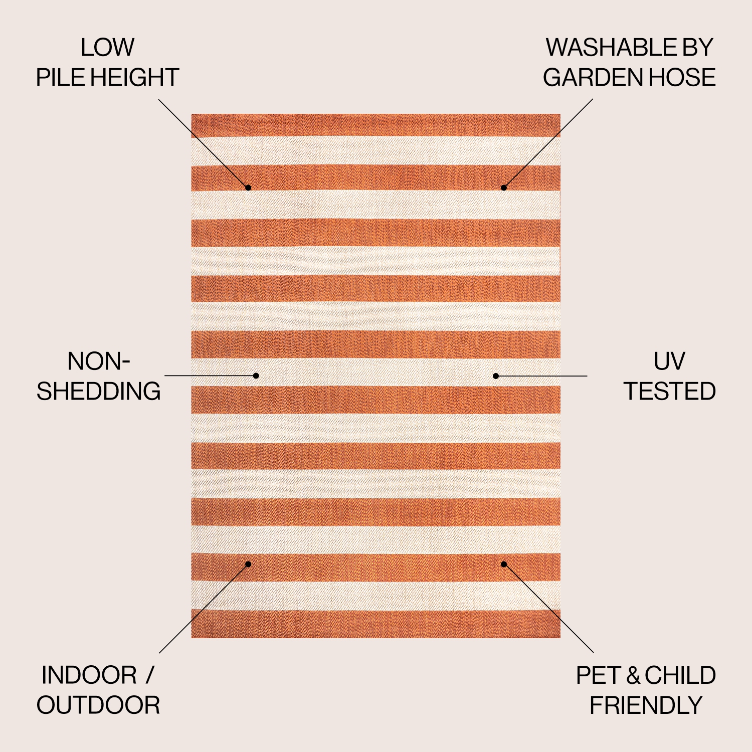 Tapis d'intérieur/d'extérieur à rayures larges deux tons Negril