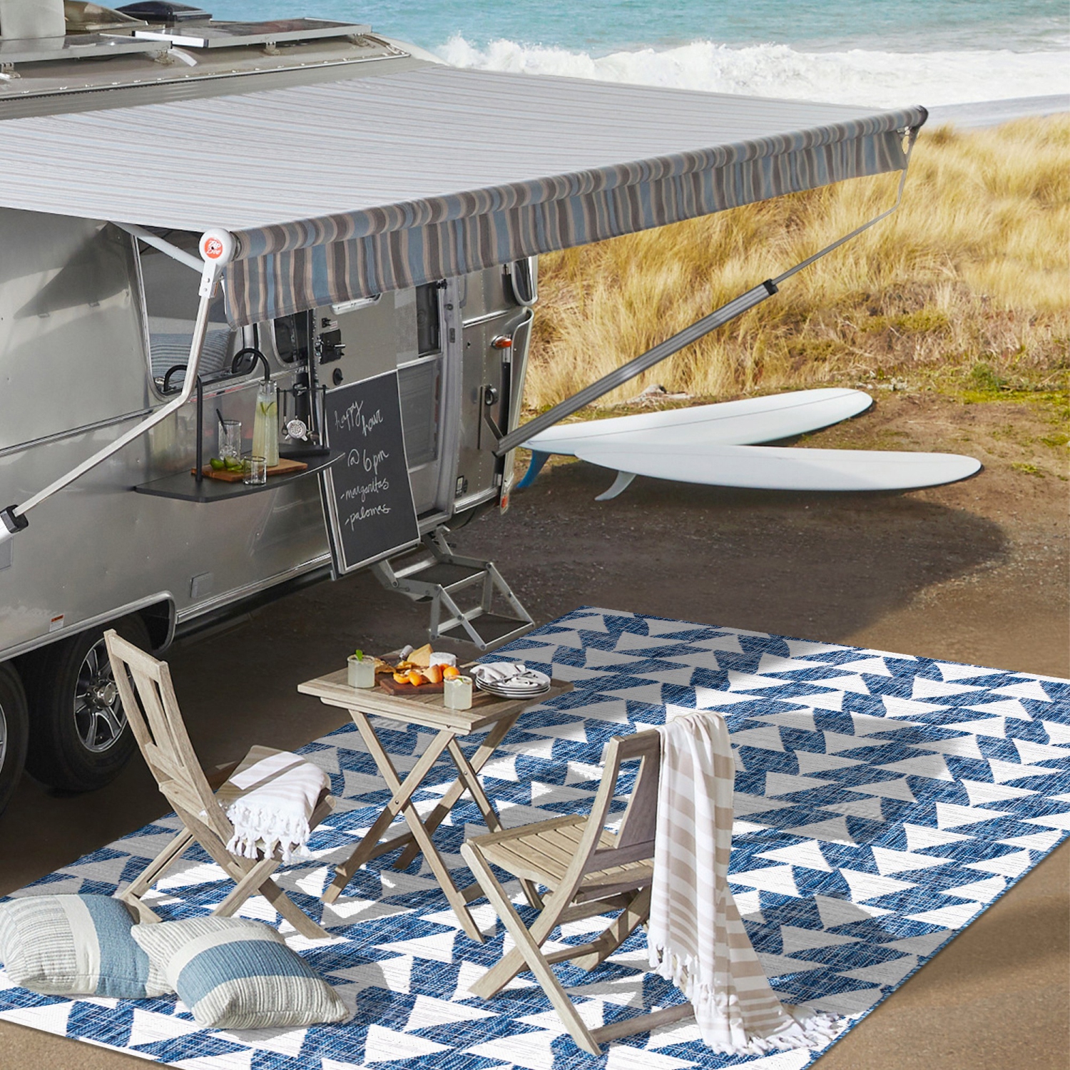 Tapis moderne à motif géométrique tribal andratx, intérieur/extérieur