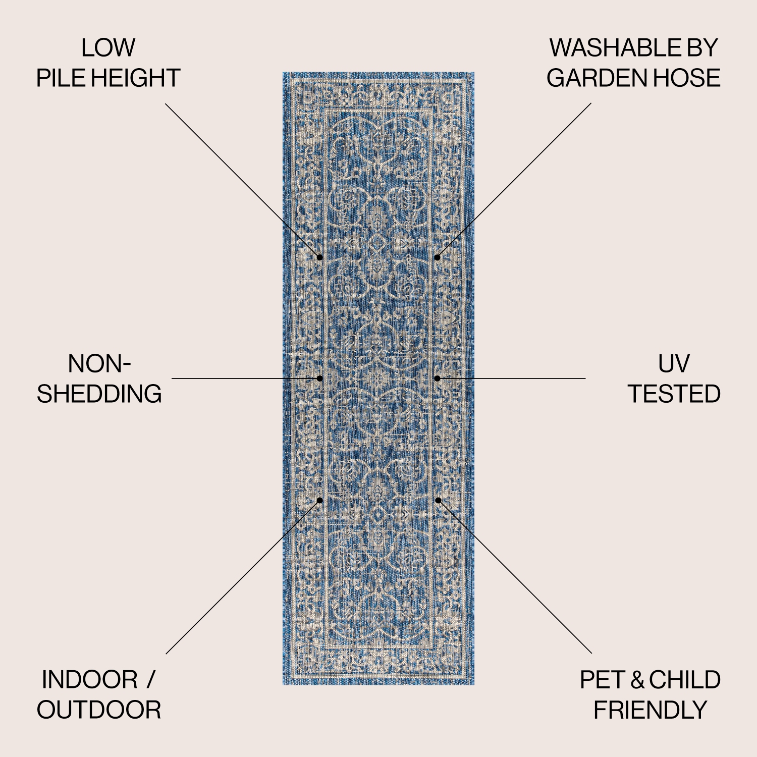 Palazzo Vine and Border Textured Weave Indoor/Outdoor Area Rug