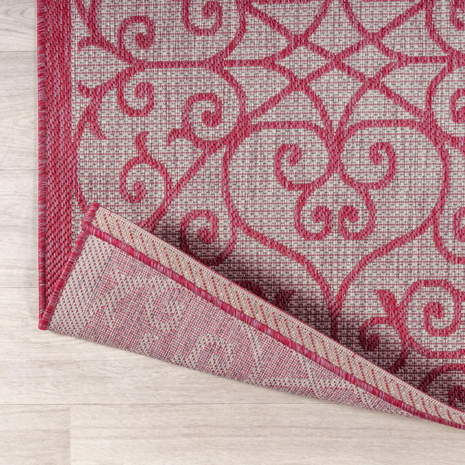 Tapis rond intérieur/extérieur en filigrane texturé de style rétro de Madrid