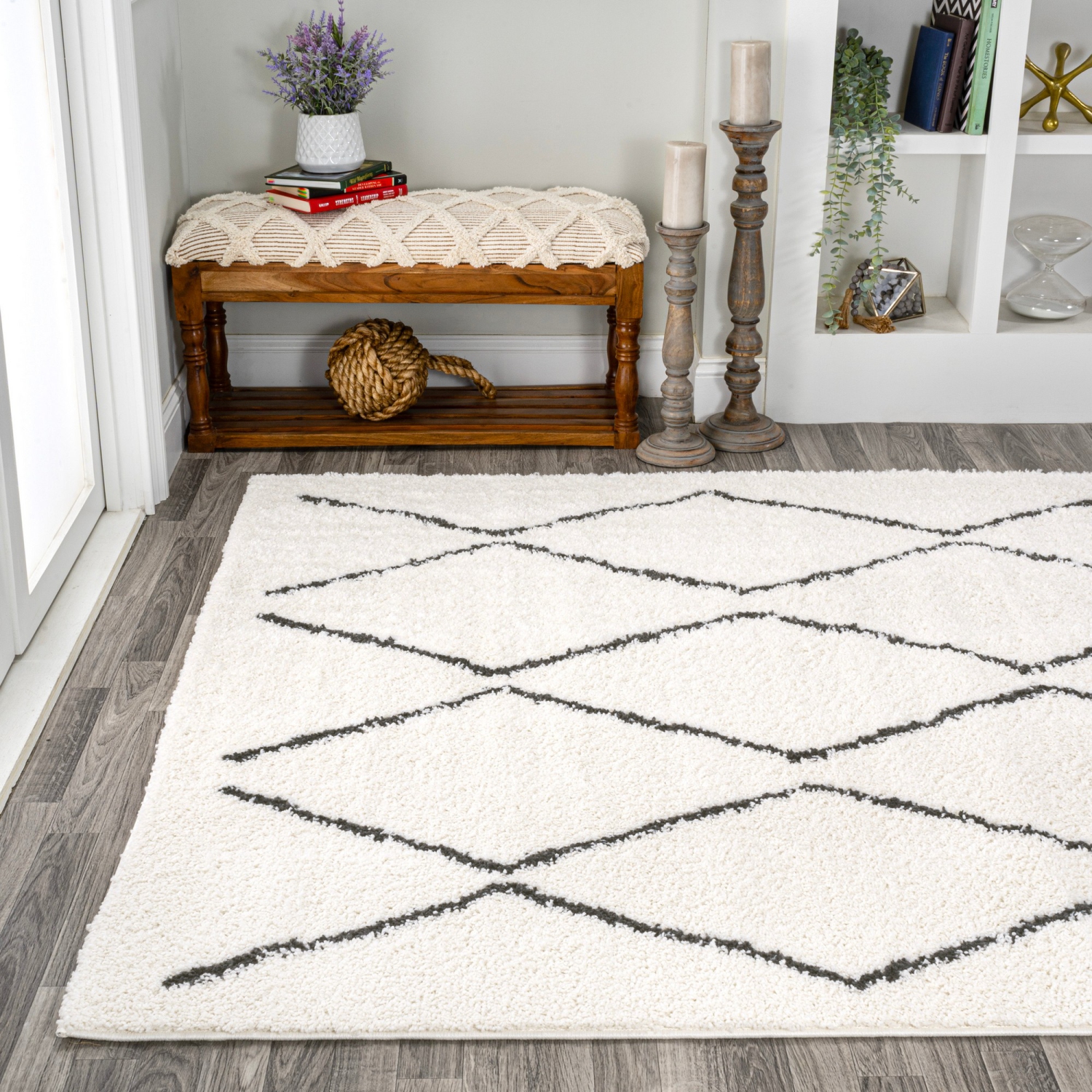 Catala Moroccan Diamond Shag Area Rug