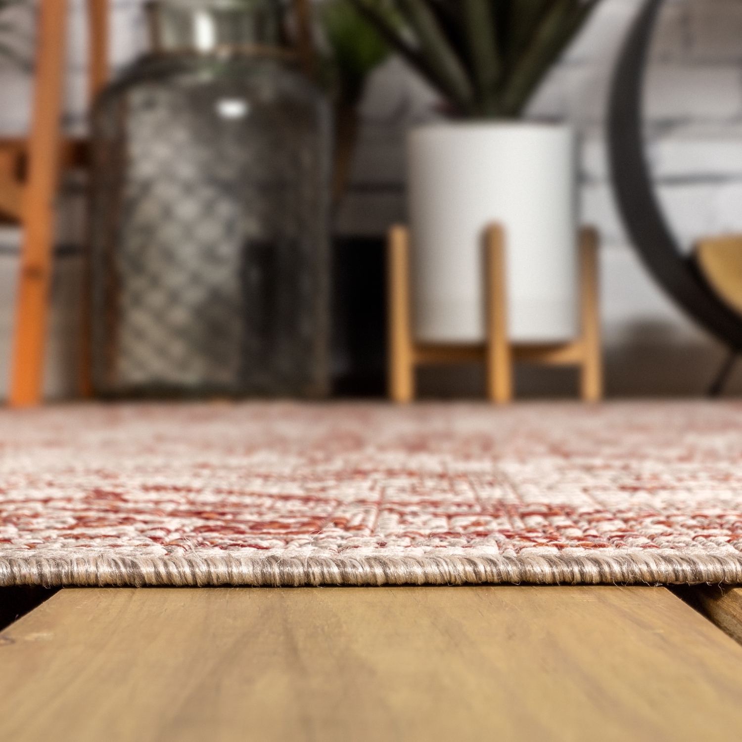 Tapis d'intérieur/d'extérieur Rozetta Boho Medallion texturé