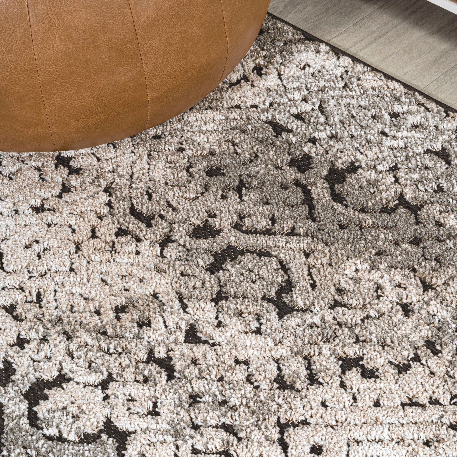 Duenas High-Low Shabby Damask Area Rug