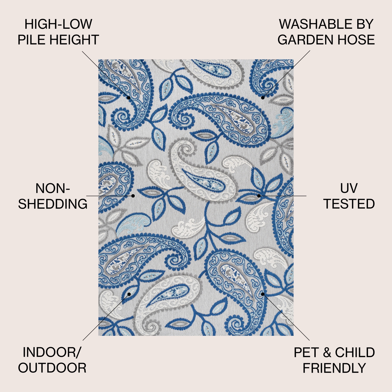 Julien Paisley High-Low Indoor/Outdoor Area Rug