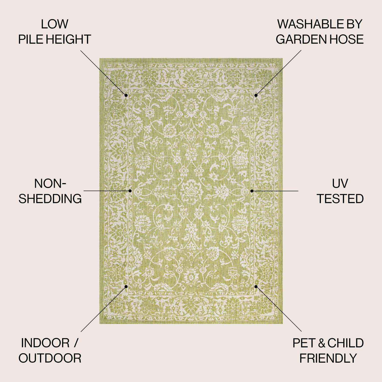 Tela Bohemian Textured Weave Floral Indoor/Outdoor Area Rug