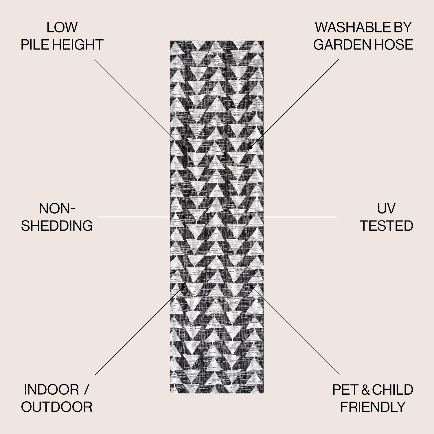 Tapis moderne à motif géométrique tribal andratx, intérieur/extérieur