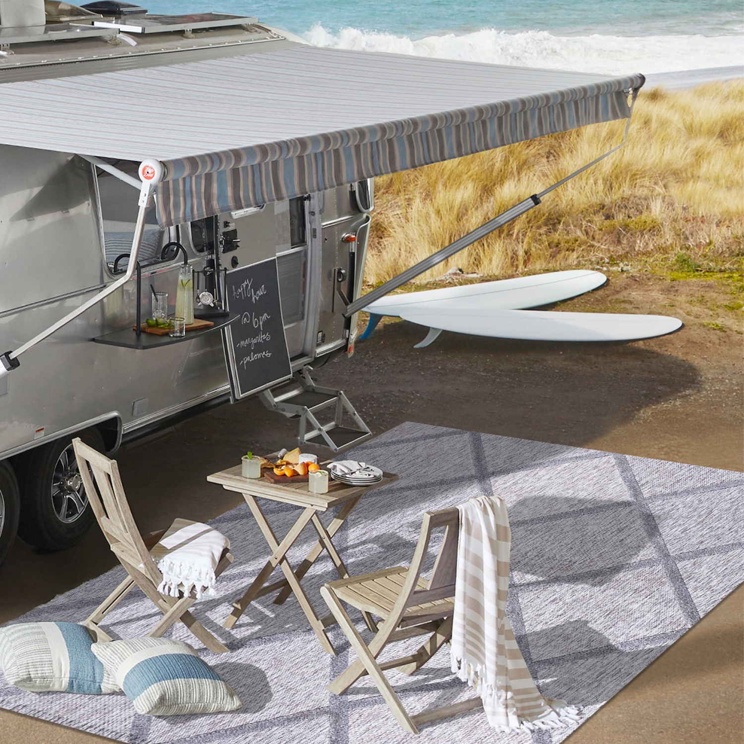 Tapis d'intérieur/d'extérieur en treillis à motif de losanges Salines