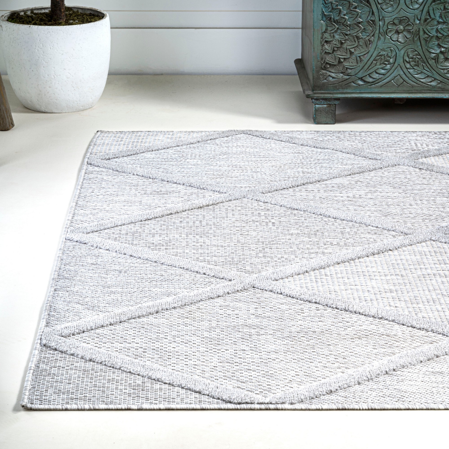 Tapis d'intérieur/d'extérieur en treillis à motif de losanges Salines