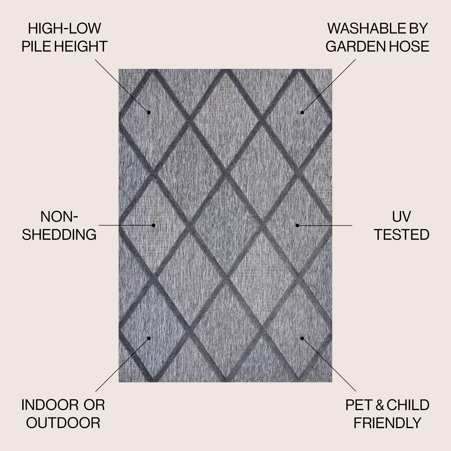 Tapis d'intérieur/d'extérieur en treillis à motif de losanges Salines