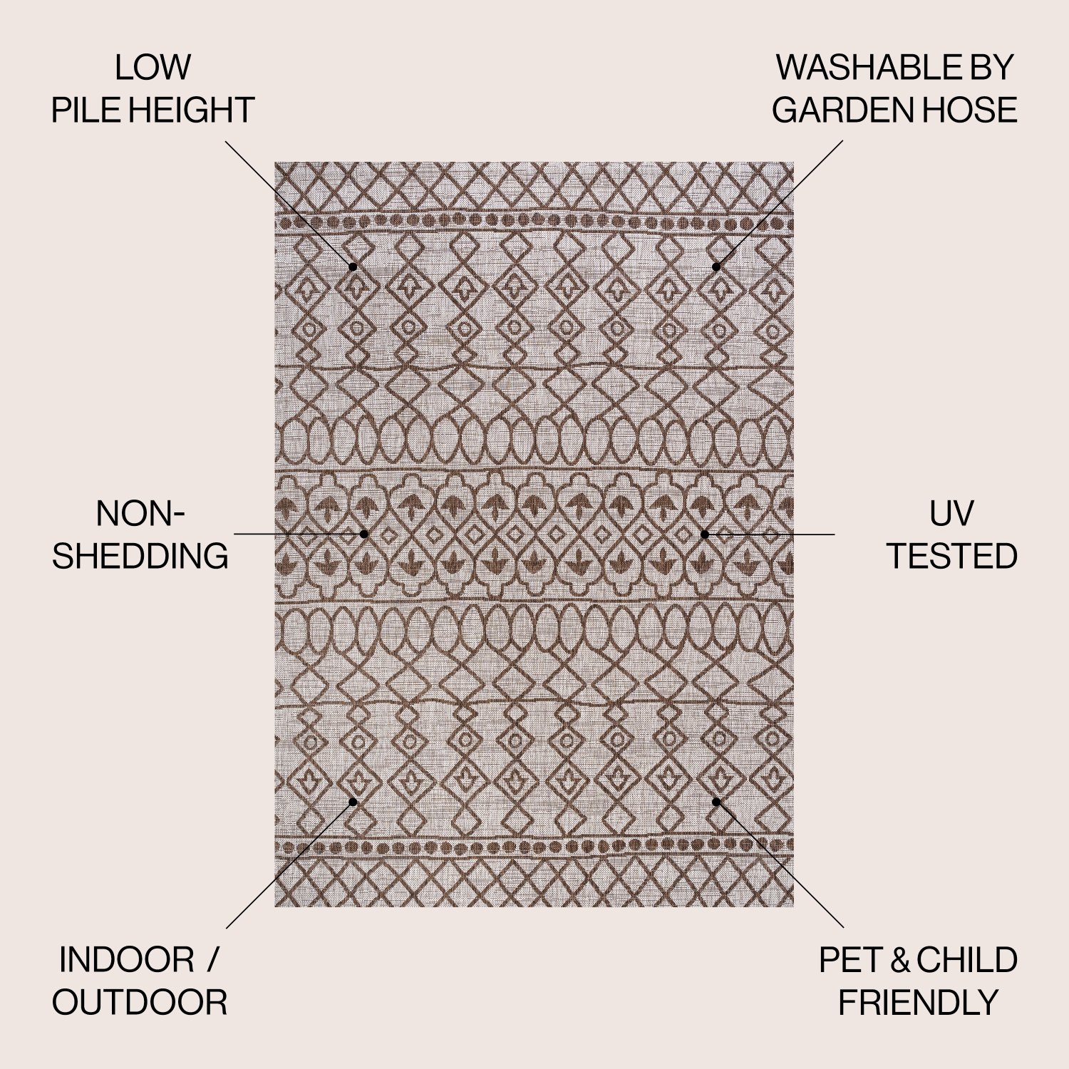 Kafel Tribal Bohemian Indoor/Outdoor Area Rug