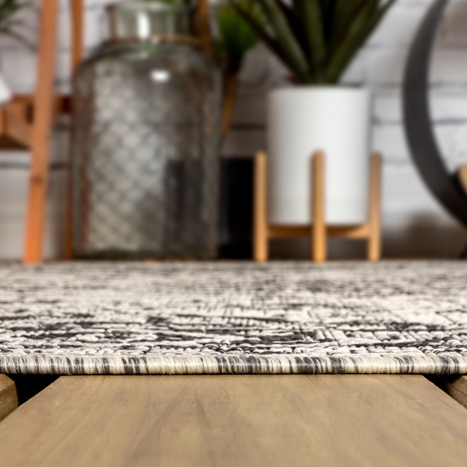 Tapis d'intérieur/d'extérieur Rozetta Boho Medallion texturé