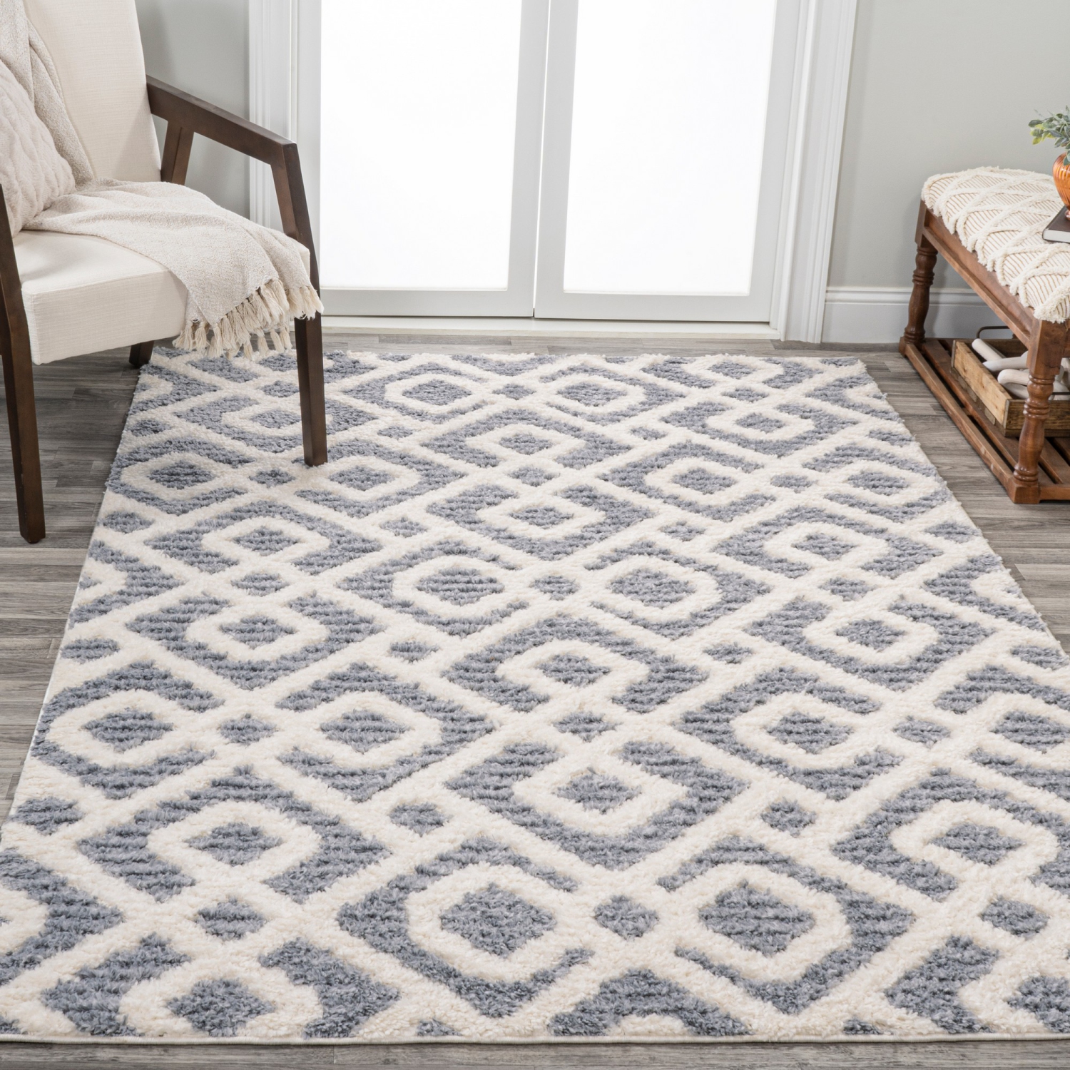Astrid Retro Trellis High-Low Area Rug