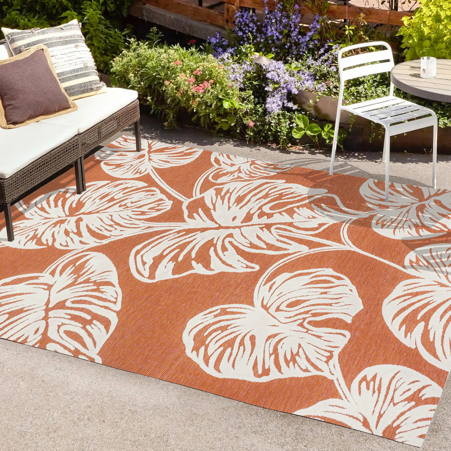 Tobago High-Low Two Tone Monstera Leaf Area Rug