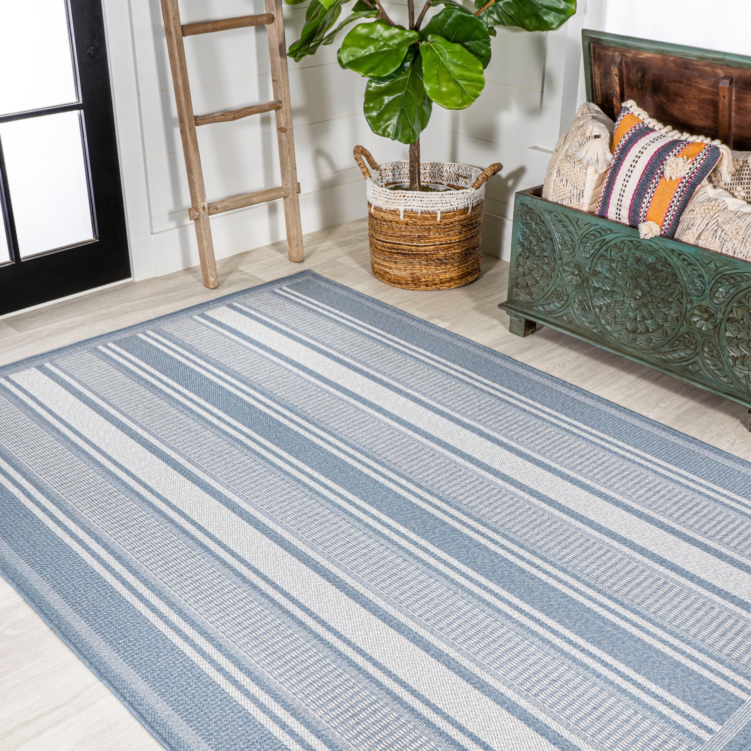 Tapis moderne à double rayure intérieur/extérieur Haynes
