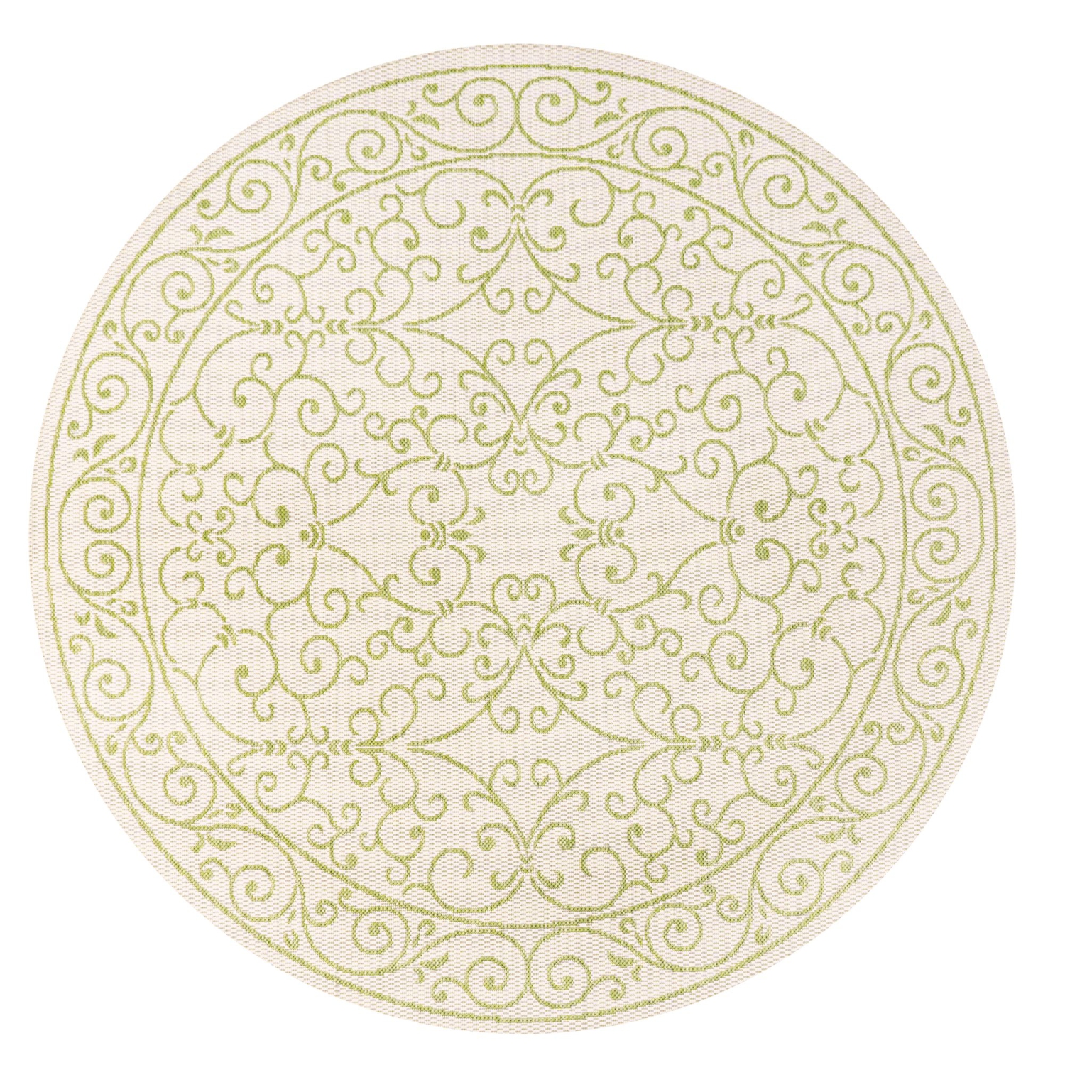 Tapis rond d'intérieur/d'extérieur à motif de filigrane style rétro Charleston