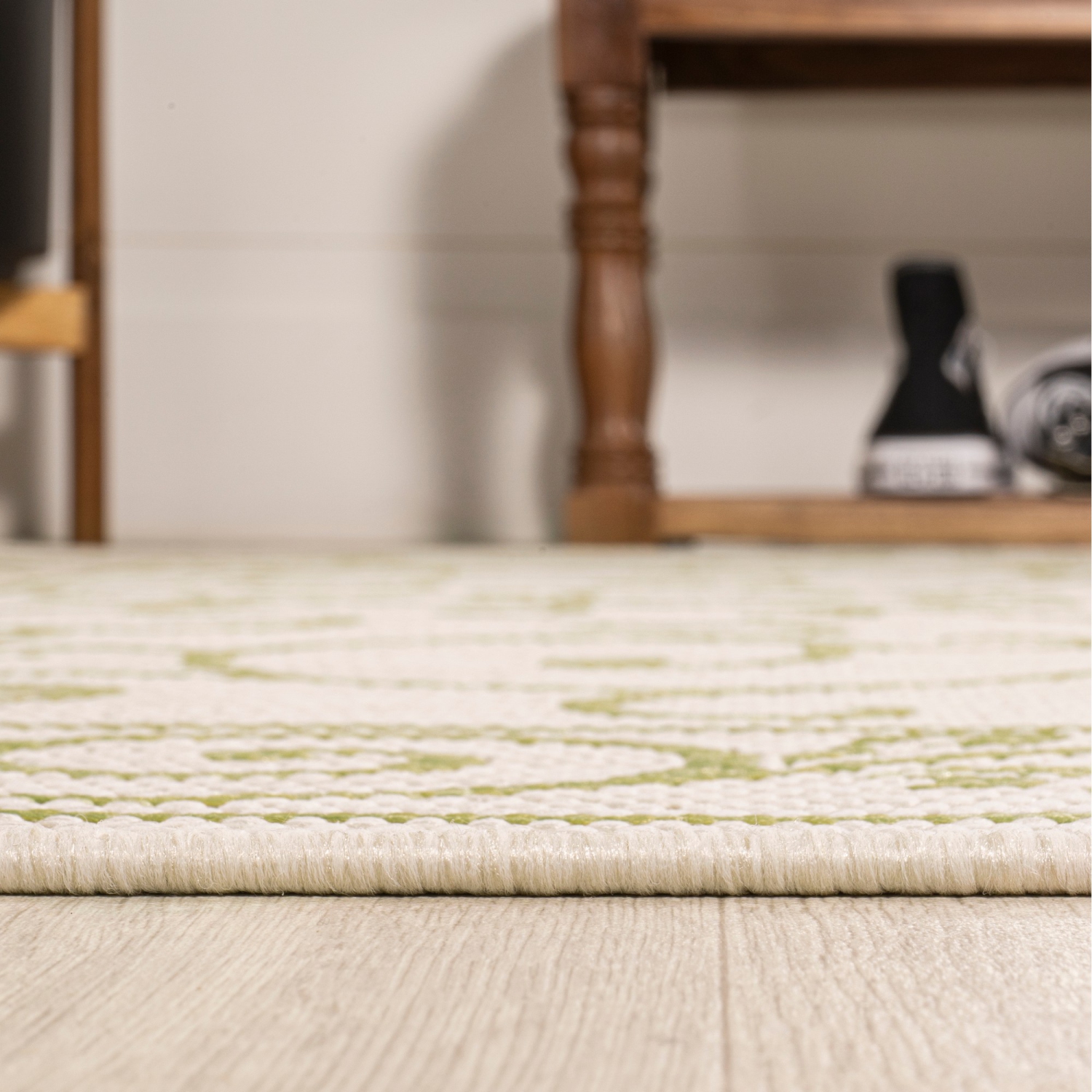 Tapis rond d'intérieur/d'extérieur à motif de filigrane style rétro Charleston