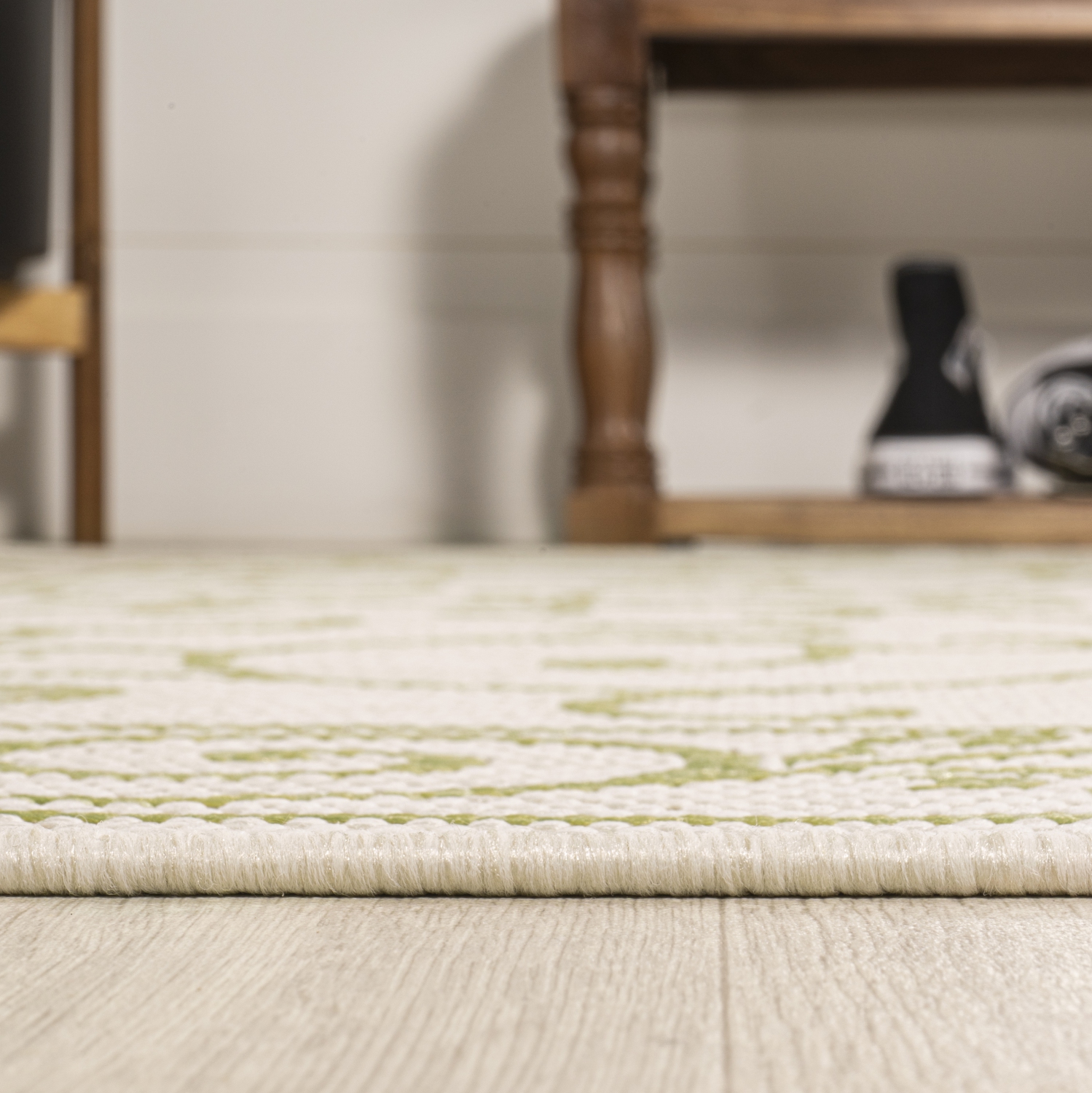 Tapis carré d'intérieur/d'extérieur Charleston à motifs filigranés d'époque