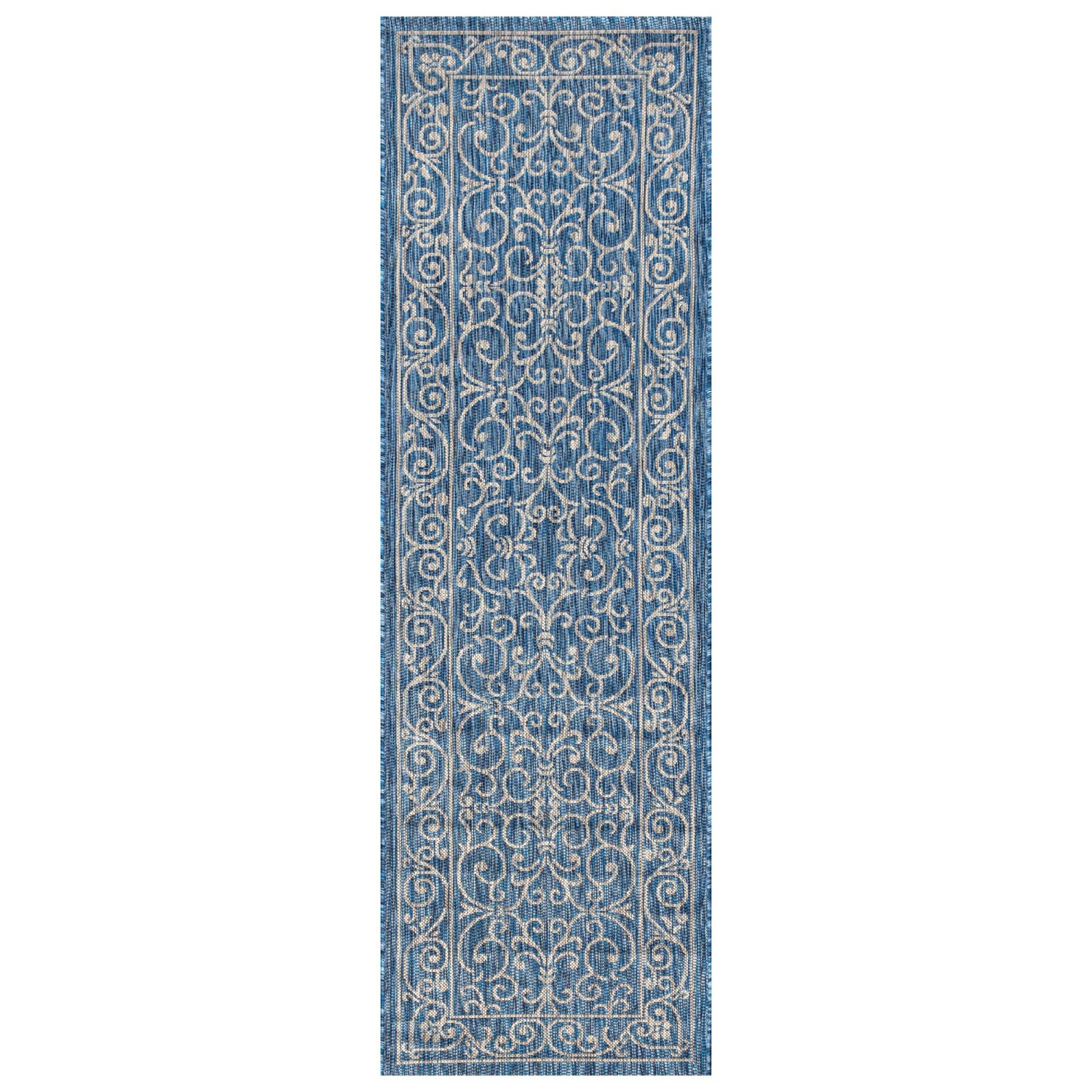 Charleston Vintage Filigree Textured Weave Indoor/Outdoor Runner Rug